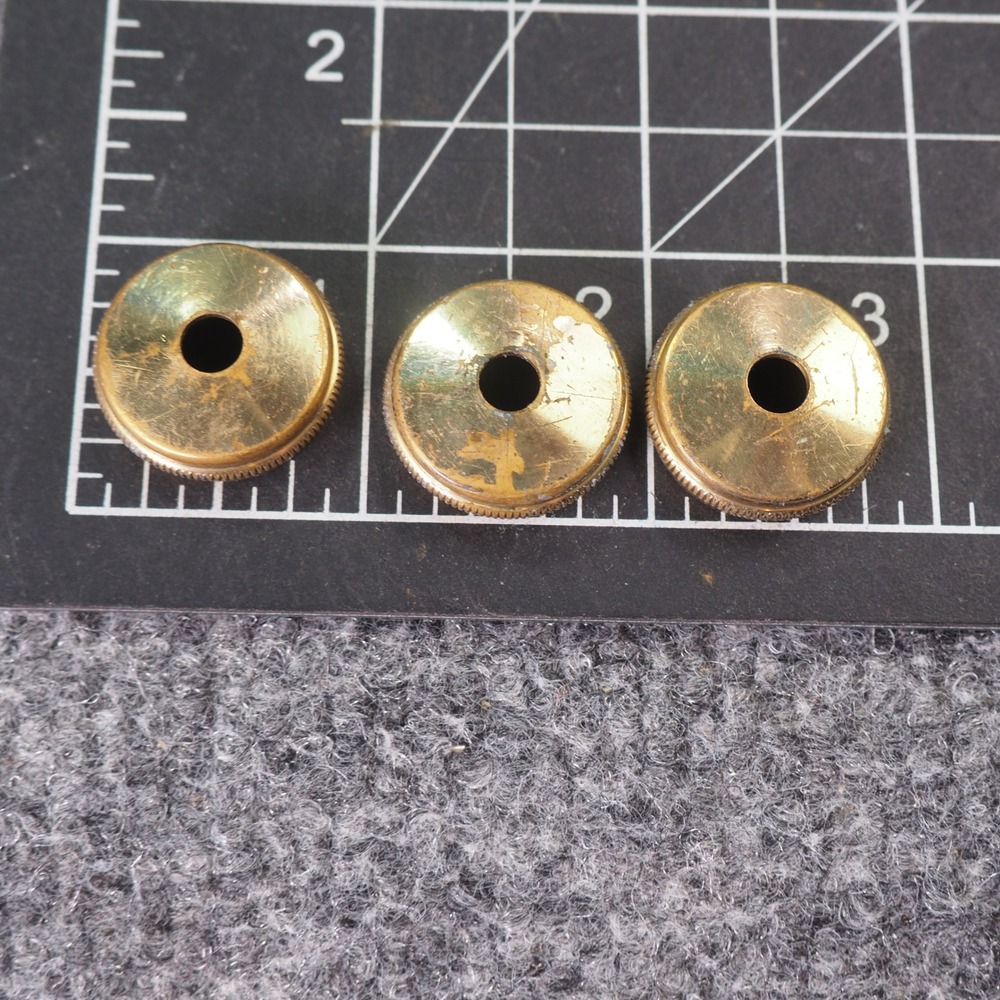 King Tempo Cornet Valve Bottom Caps Set of 3 Gold Brass Replacement Parts Repair